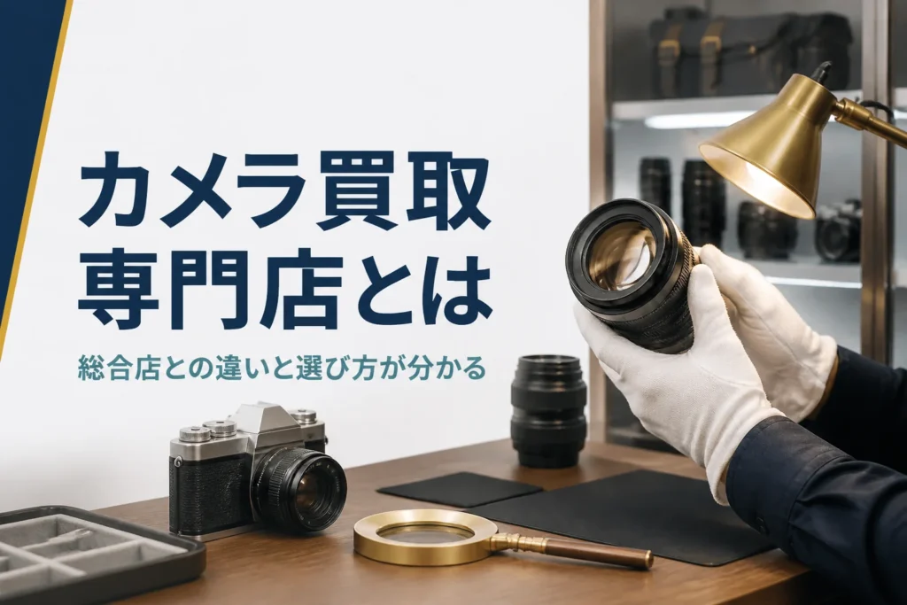 手袋をした手元が交換レンズをライトにかざして確かめている様子