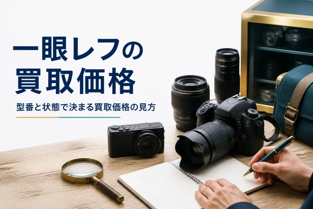 一眼レフとコンパクトデジカメの型番をメモしている手元