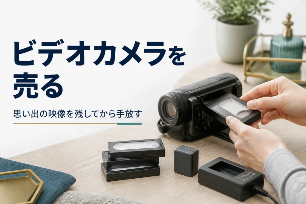 ビデオカメラからテープを取り出して中身を確かめている手元