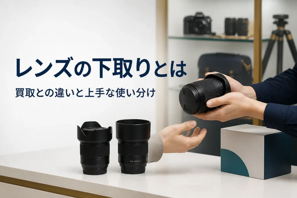 今使っている交換レンズを新しいレンズの購入に合わせて下取りに出す様子