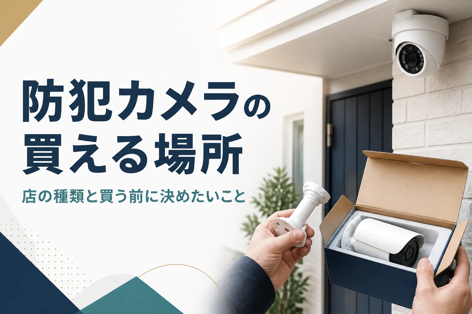 玄関の軒下に取り付けられた防犯カメラと取付金具