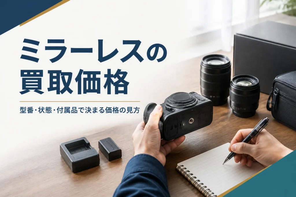 ミラーレスカメラの型番を確かめてメモしている手元