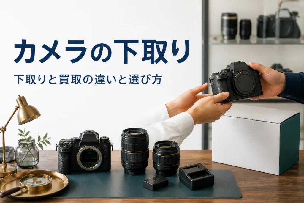 買い替えの時に古い一眼レフを下取りに出そうとしている手元