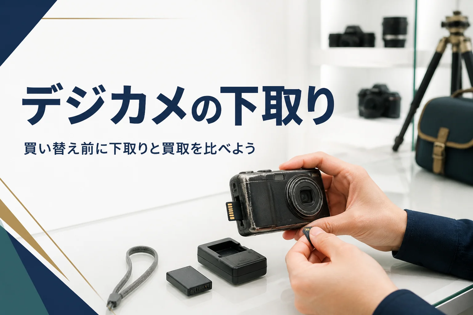 下取りに出す前にコンパクトデジカメからメモリーカードを抜いている手元
