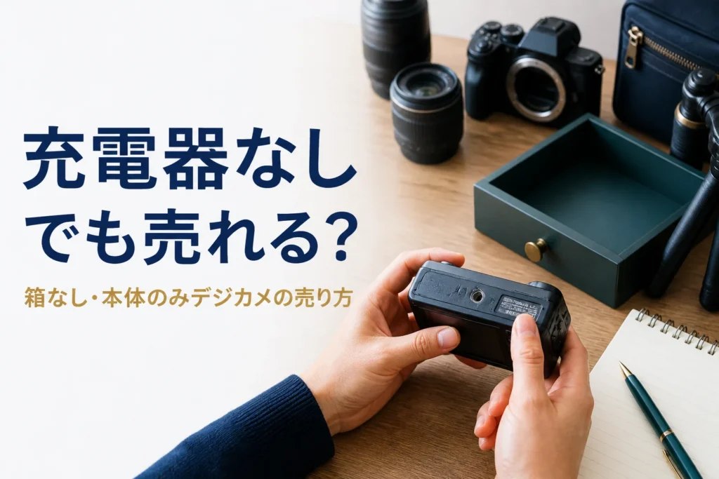 本体のみのコンパクトデジカメの型番を確かめている手元