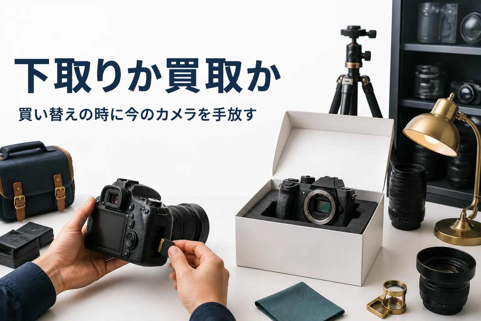 買い替え前に古い一眼レフからメモリーカードを抜く手元