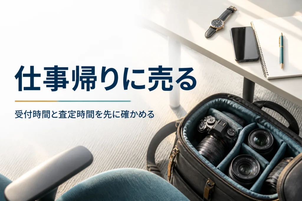 仕事帰りに持ち込むため、カメラバッグにミラーレスとレンズを入れて準備している様子