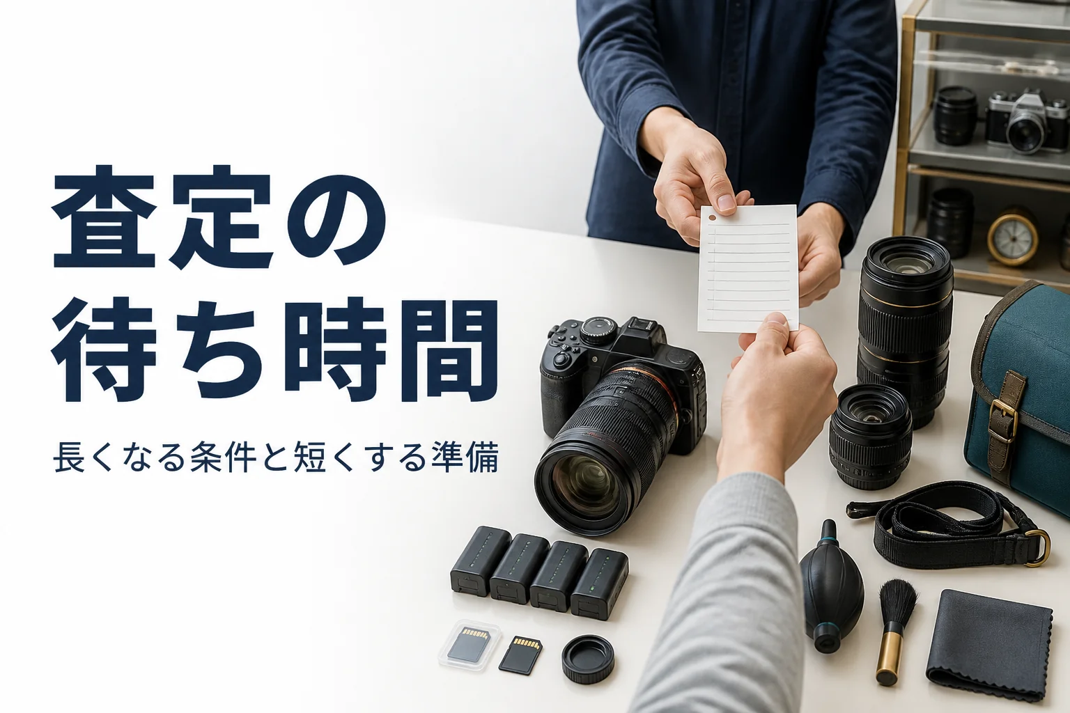 付属品と型番メモをそろえて査定に出すカメラ機材