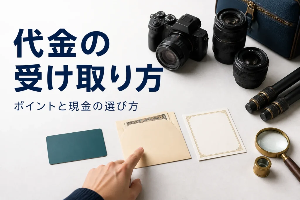 カメラ買取の代金をポイントか現金か選ぶ手元
