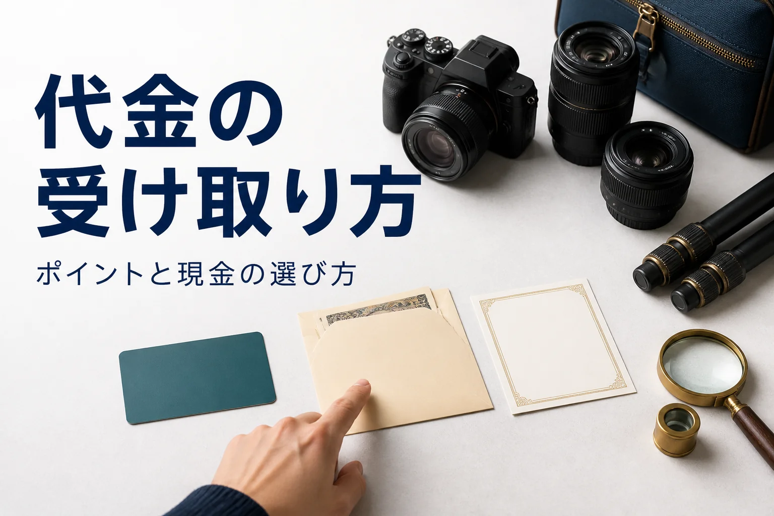カメラ買取の代金をポイントか現金か選ぶ手元