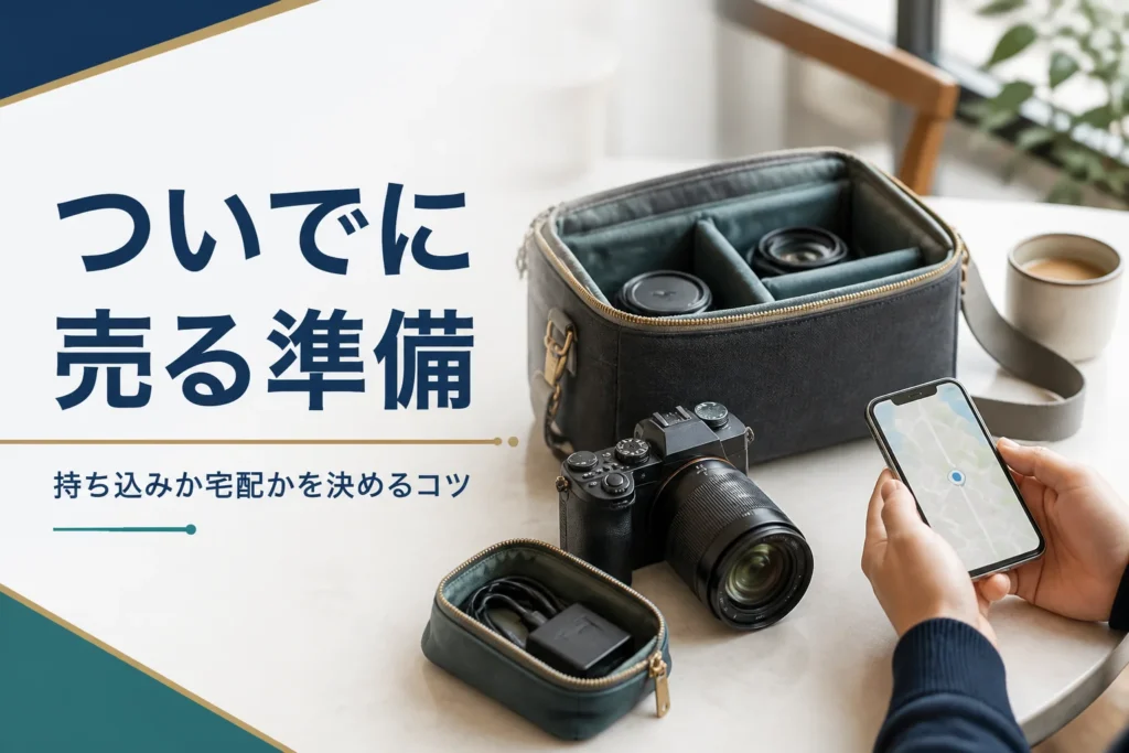 買い物ついでにカメラを持ち込む準備をする手元