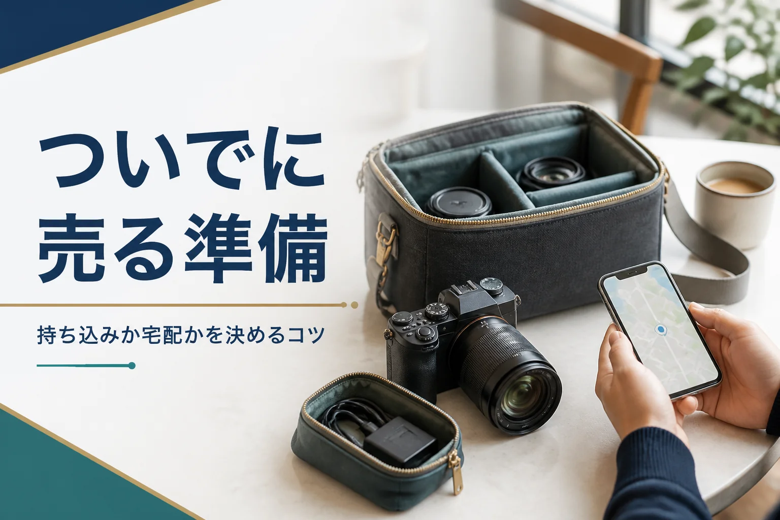 買い物ついでにカメラを持ち込む準備をする手元