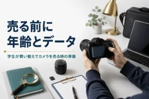 カメラを売る前にメモリーカードを抜いて設定を初期化する手元